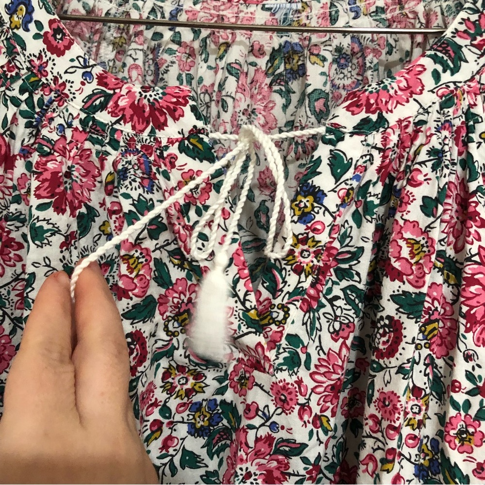 Womens Bohemian Floral V Neck Front tie puff sleeve Blouse. Size XXL. - Picture 4 of 12